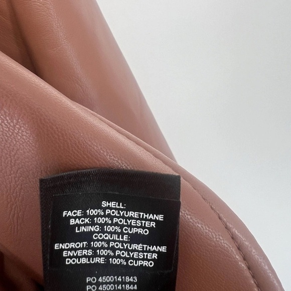 Babaton Smith Soft Vegan Leather Single Breasted Seamed Blazer Brown Black - Picture 5 of 8